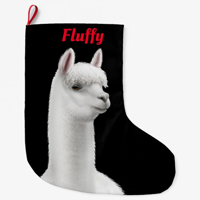 Christmas White Alpaca Customizable Stocking (Front)