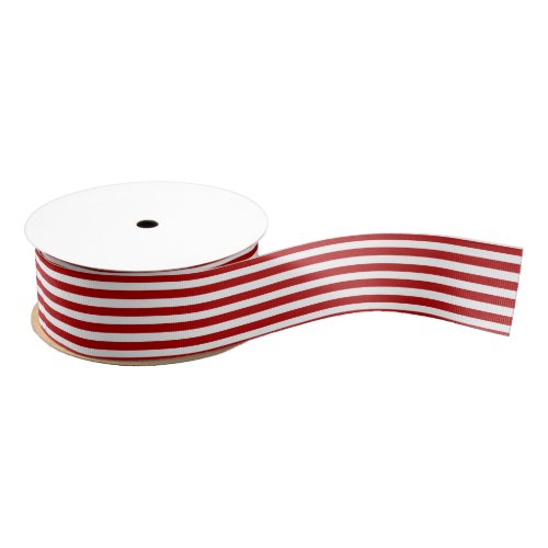 Christmas white and Red Striped Grosgrain Ribbon