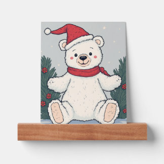 Christmas White Bear Picture Ledge
