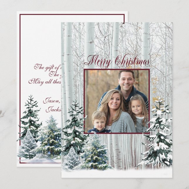 Christmas White Birch Trees Snowy Woodland  Invitation (Front/Back)