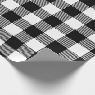 Christmas White & Black Jumbo Buffalo Check Plaid Wrapping Paper