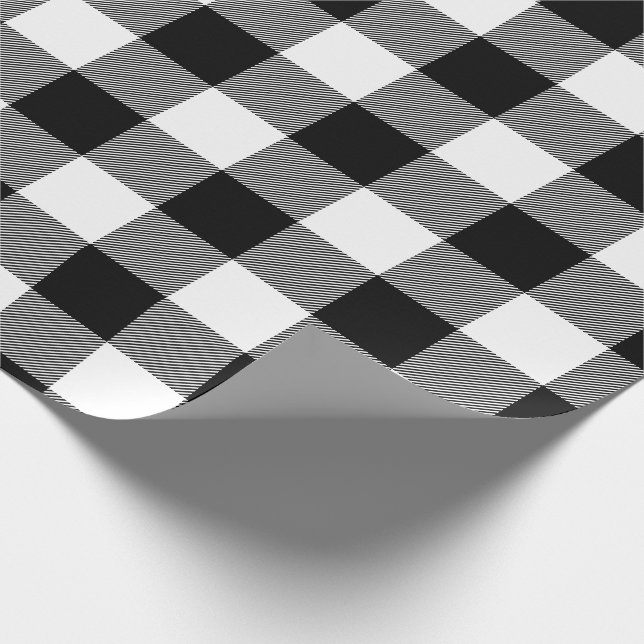 Christmas White & Black Jumbo Buffalo Check Plaid Wrapping Paper (Corner)