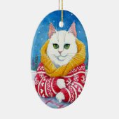 Christmas White Cat ornament | Zazzle