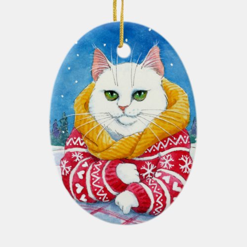 Christmas White Cat ornament