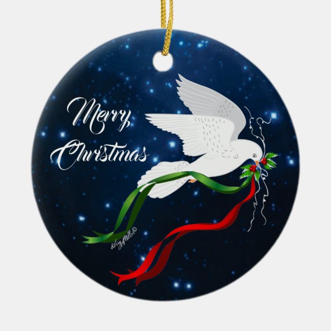 Christmas White Dove Ornament (Front)