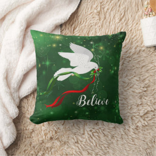 Christmas White Dove Throw Pillow