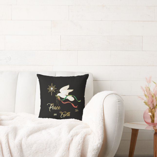 Christmas White Dove Throw Pillow (Couch)
