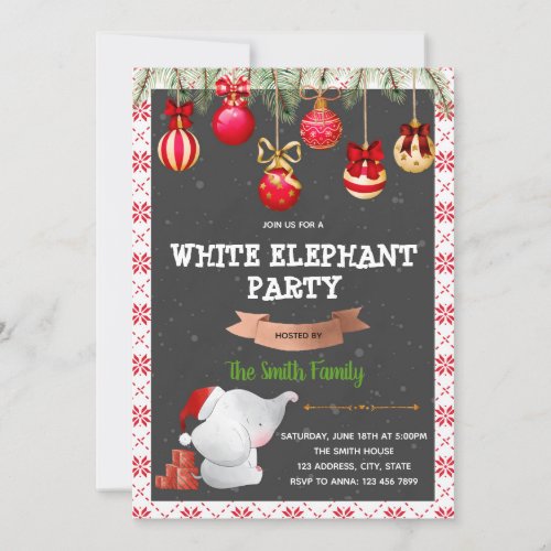 christmas white elephant invitation