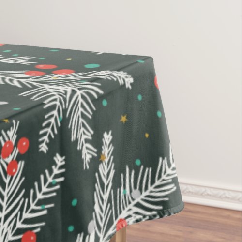 Christmas White Fir Branches Tablecloth