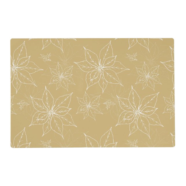 Christmas white gold poinsettia placemat (Front)