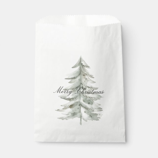 Christmas White Green Tree Favor Bag (Front)