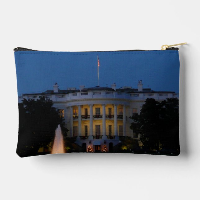 Christmas White House at Night in Washington DC Accessory Pouch (Back)
