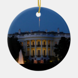 Christmas White House at Night in Washington DC Ceramic Ornament