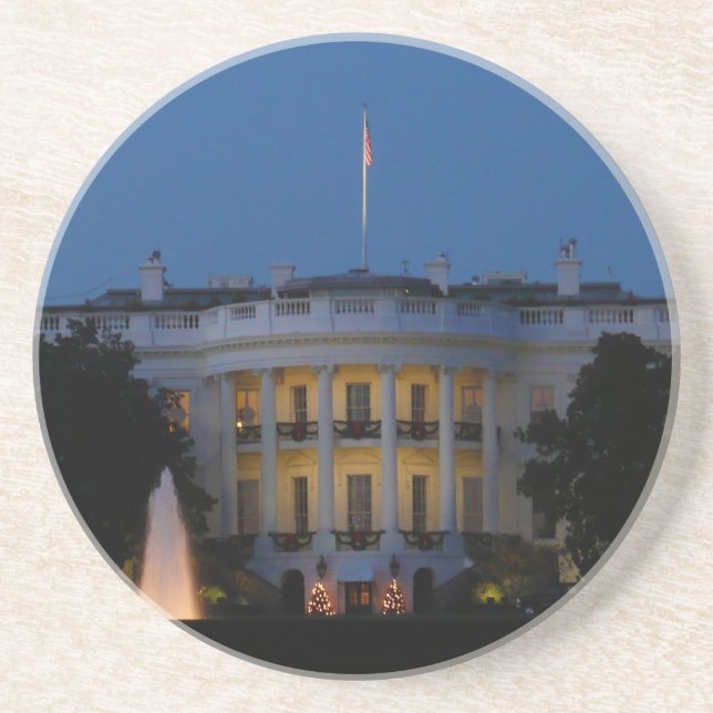 Christmas White House at Night in Washington DC Drink Coaster (Front)