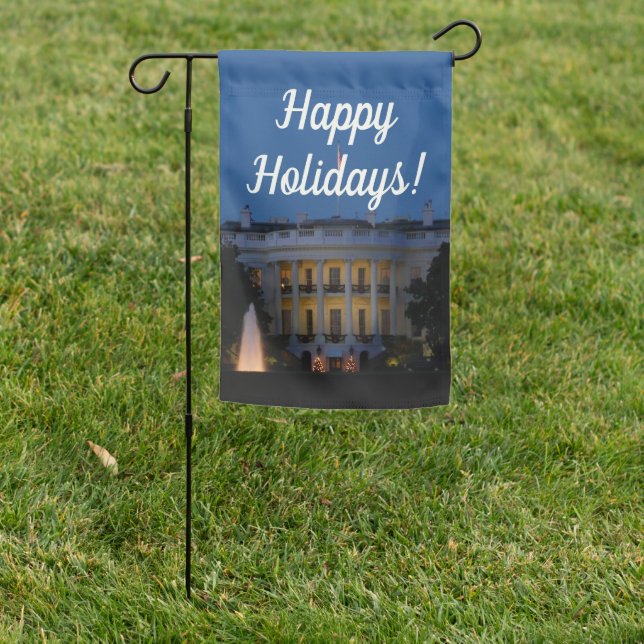 Christmas White House at Night in Washington DC Garden Flag (In SItu)