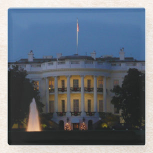 Christmas White House at Night in Washington DC Glass Coaster