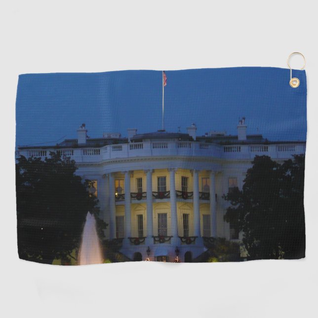 Christmas White House at Night in Washington DC Golf Towel (Horizontal)