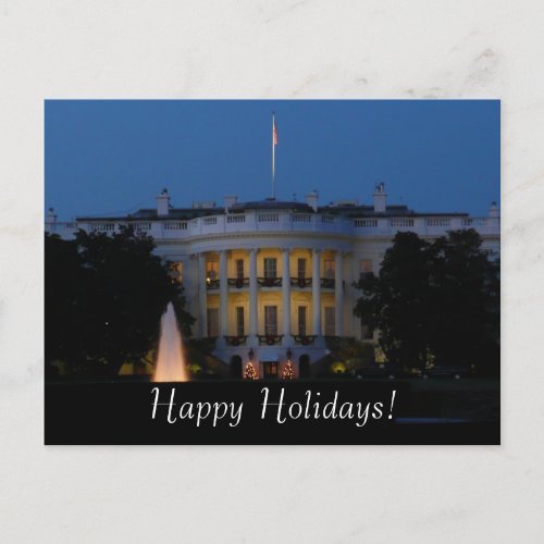 Christmas White House at Night in Washington DC Holiday Postcard