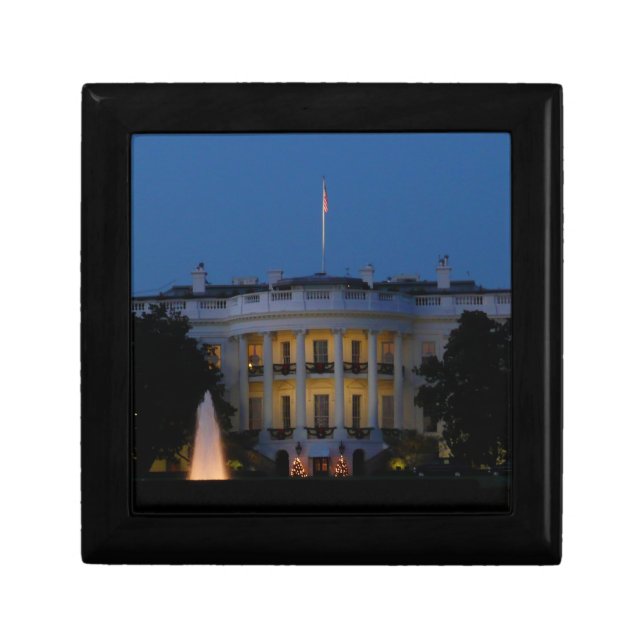 Christmas White House at Night in Washington DC Keepsake Box (Front)