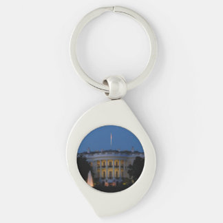 Christmas White House at Night in Washington DC Keychain