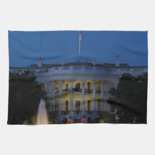Christmas White House at Night in Washington DC Kitchen Towel