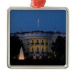 Christmas White House at Night in Washington DC Metal Ornament