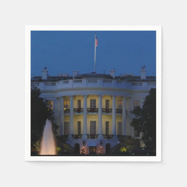 Christmas White House at Night in Washington DC Napkins (Front)
