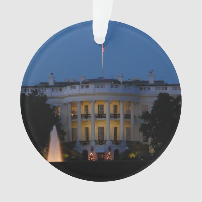 Christmas White House at Night in Washington DC Ornament (Front)