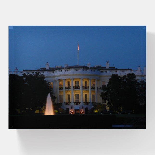 Christmas White House at Night in Washington DC Paperweight (Front)
