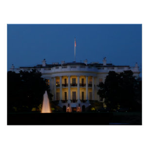 Christmas White House at Night in Washington DC Poster