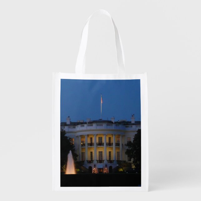 Christmas White House at Night in Washington DC Reusable Grocery Bag (Front)