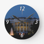 Christmas White House at Night in Washington DC Round Clock