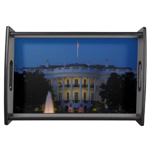 Christmas White House at Night in Washington DC Serving Tray (Front)