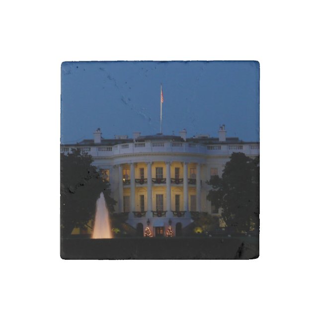 Christmas White House at Night in Washington DC Stone Magnet (Front)