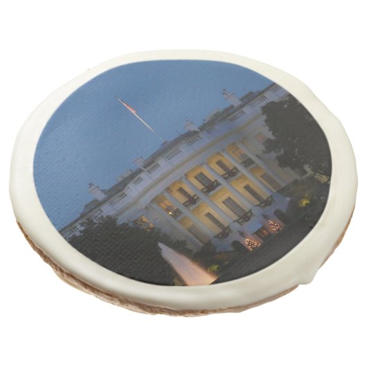 Christmas White House at Night in Washington DC Sugar Cookie (Angled)