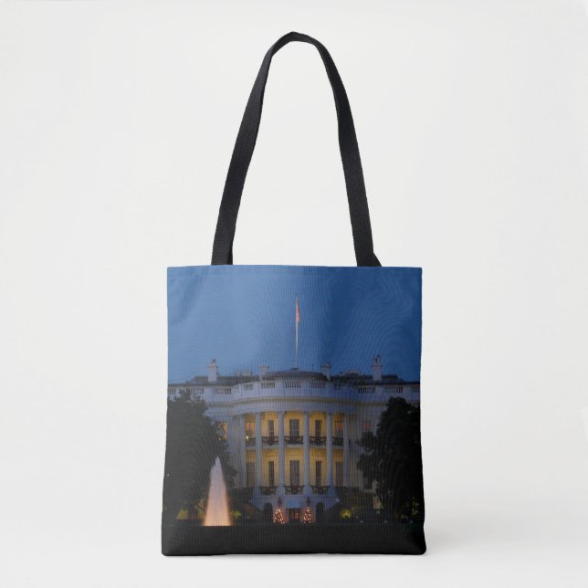Christmas White House at Night in Washington DC Tote Bag (Front)