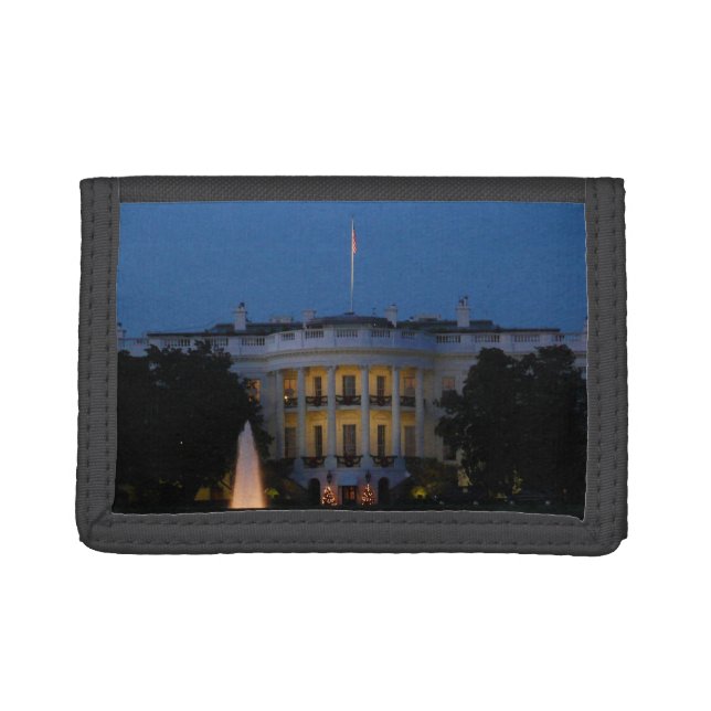 Christmas White House at Night in Washington DC Trifold Wallet (Front)