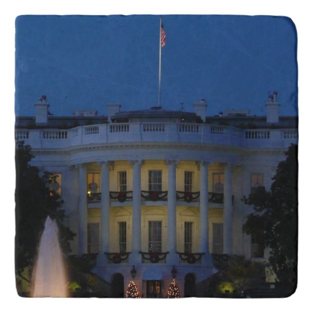 Christmas White House at Night in Washington DC Trivet (Front)