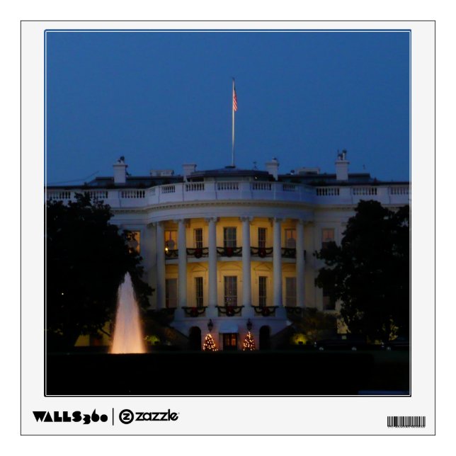 Christmas White House at Night in Washington DC Wall Decal (Front)