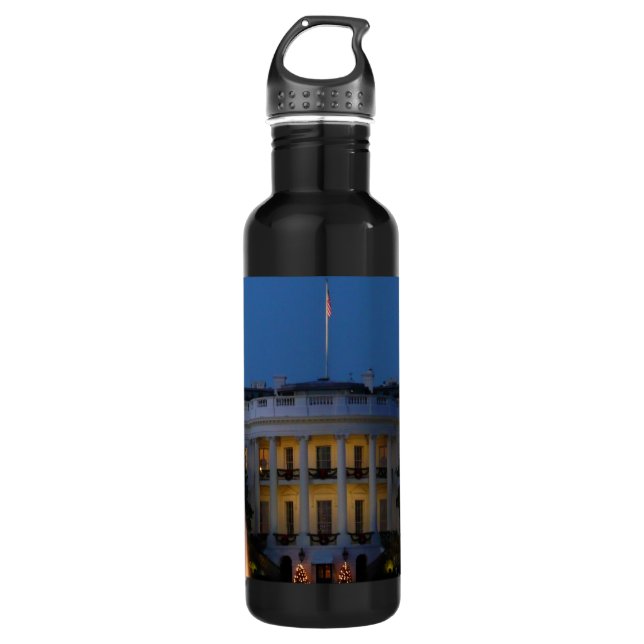 Christmas White House at Night in Washington DC Water Bottle (Front)