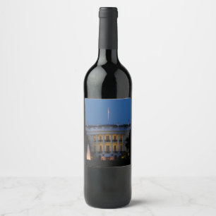 Christmas White House at Night in Washington DC Wine Label