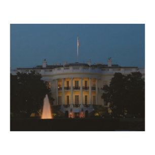 Christmas White House at Night in Washington DC Wood Wall Decor