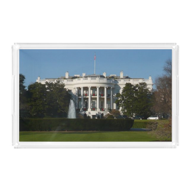 Christmas White House for Holidays Washington DC Acrylic Tray (Front)