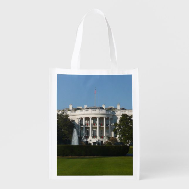 Christmas White House for Holidays Washington DC Grocery Bag (Front)