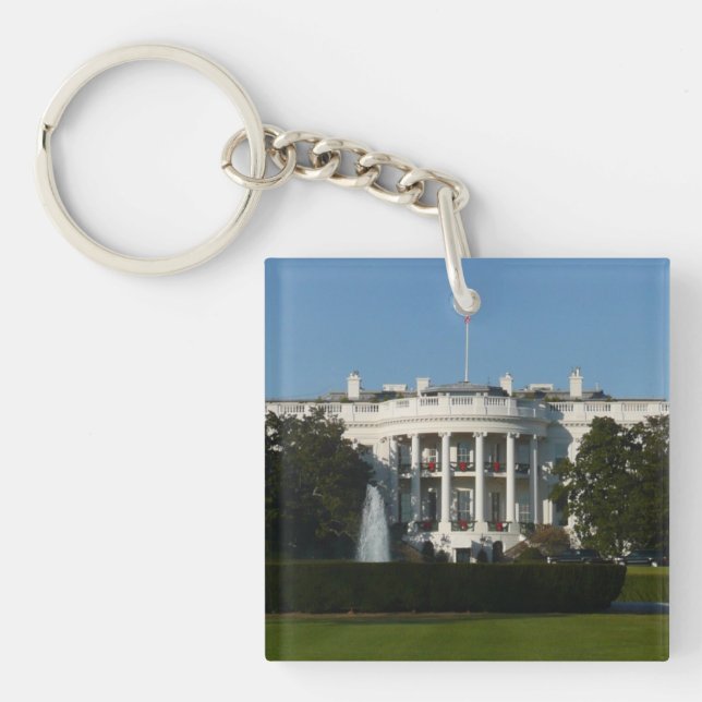 Christmas White House for Holidays Washington DC Keychain (Front)