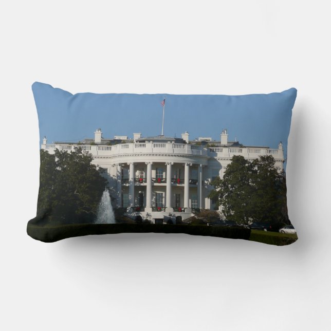 Christmas White House for Holidays Washington DC Lumbar Pillow (Front)