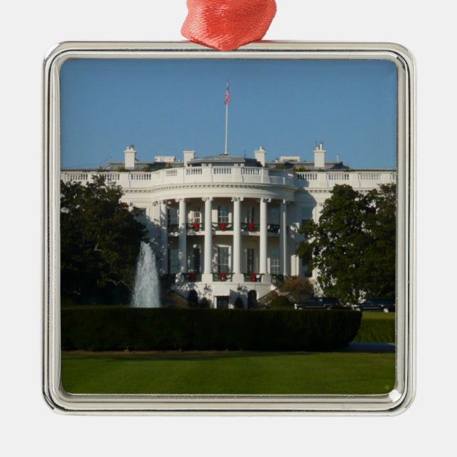 Christmas White House for Holidays Washington DC Metal Ornament (Front)