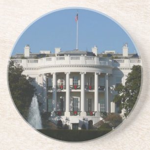 Christmas White House for Holidays Washington DC Sandstone Coaster