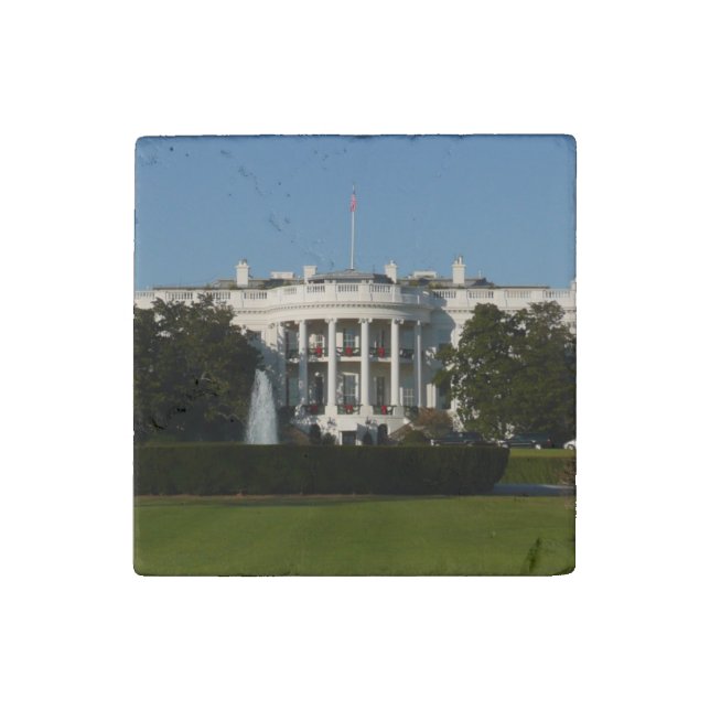 Christmas White House for Holidays Washington DC Stone Magnet (Front)
