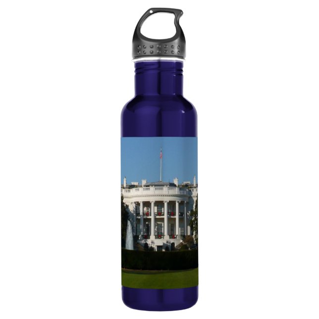 Christmas White House for Holidays Washington DC Water Bottle (Front)